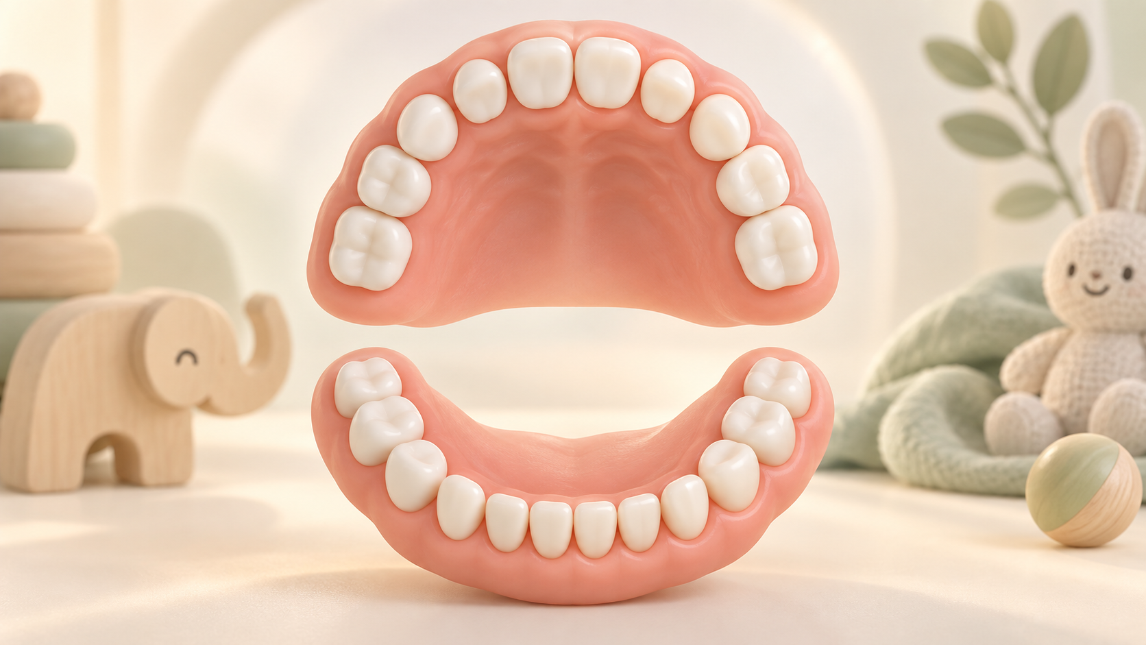 Dental map of the upper and lower jaw with twenty baby-tooth positions